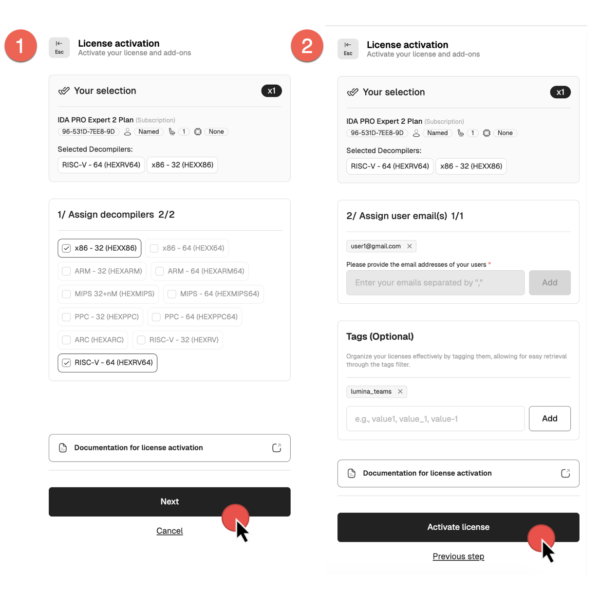 Activate named license