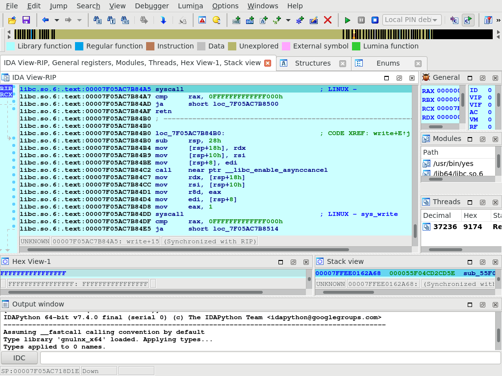 pin attached to process