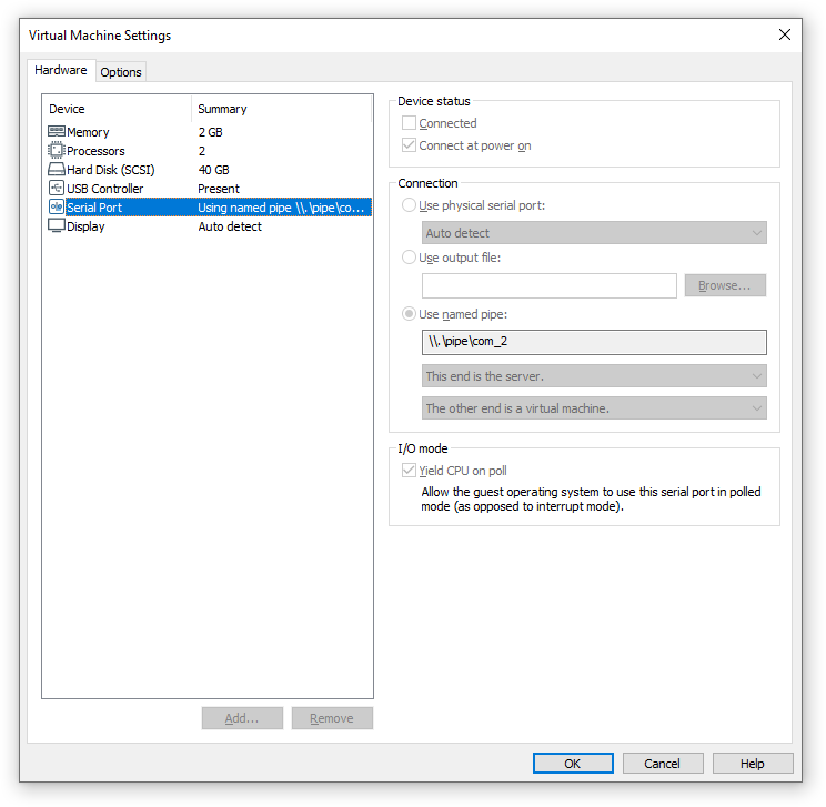vm settings