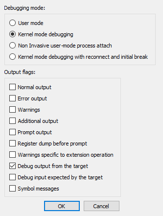 windbg specific options