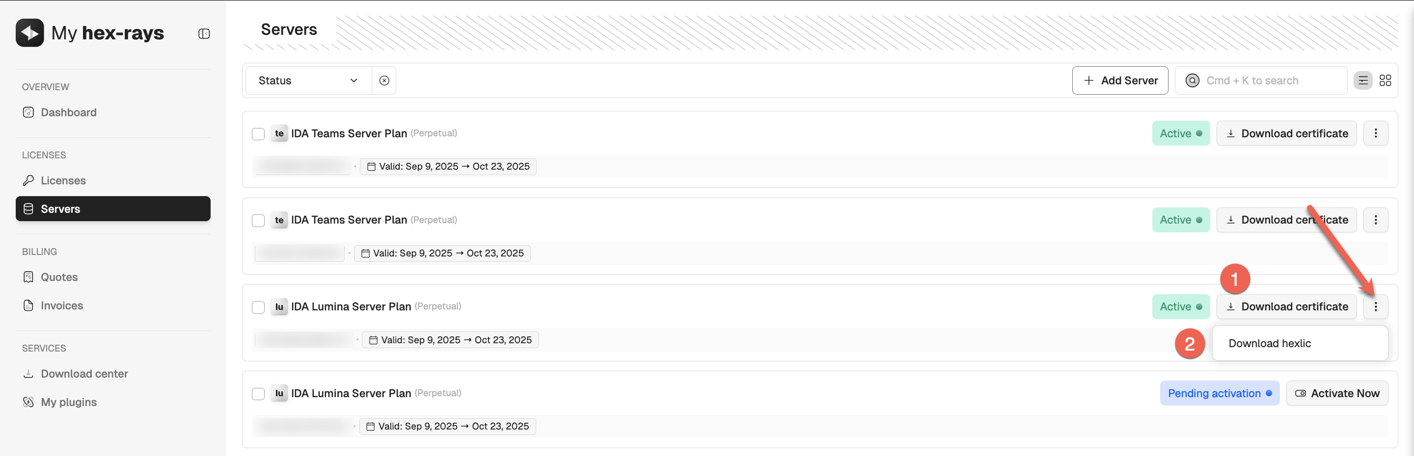 Download Lumina license files