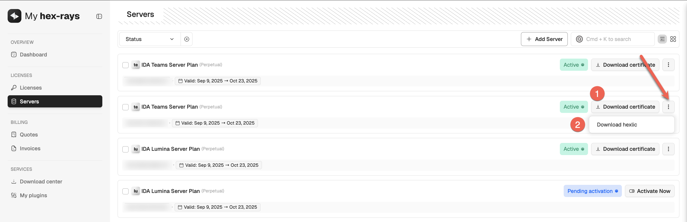 Download Teams license files