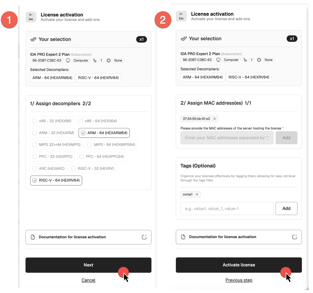 Activate computer license