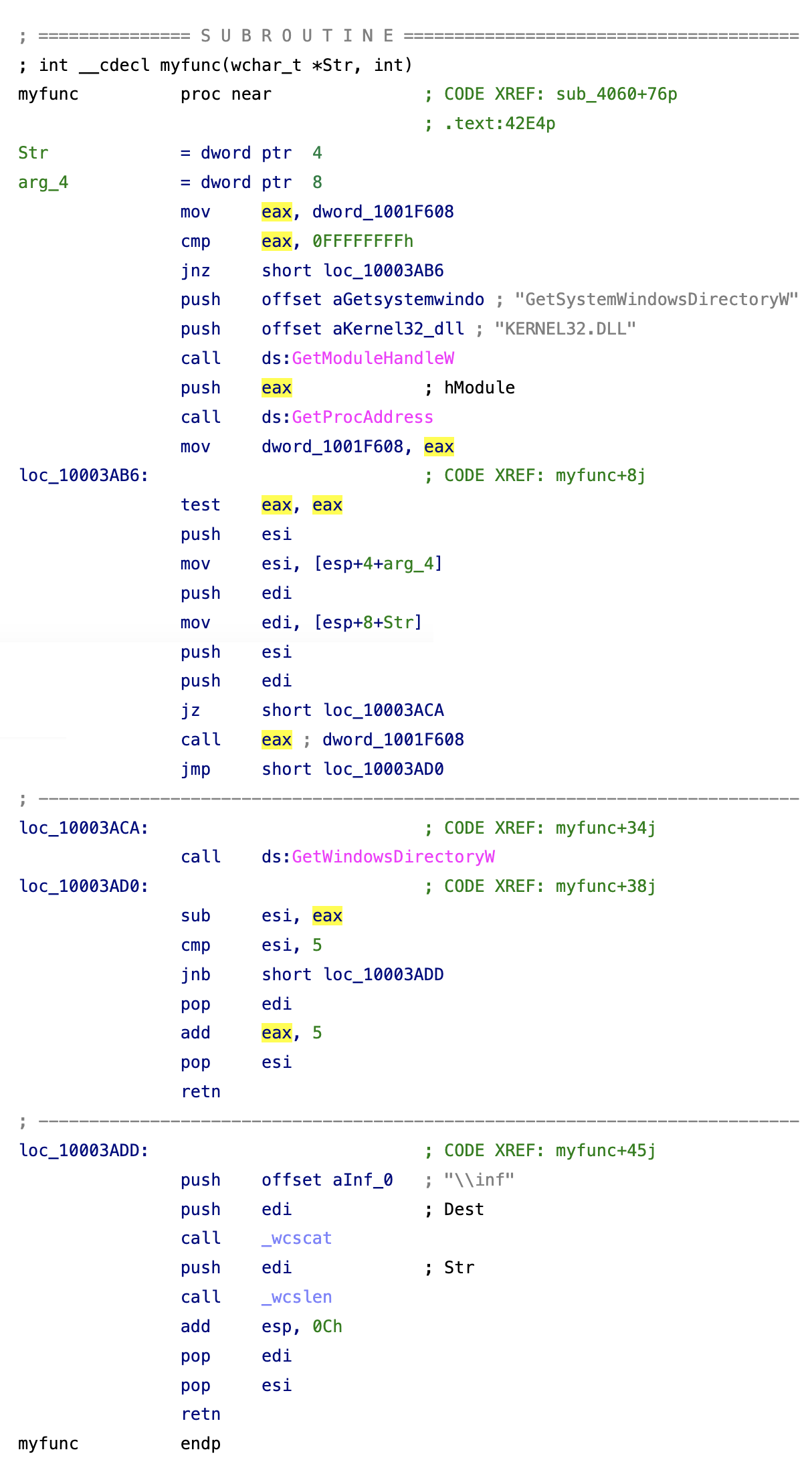 IDA disassembler output