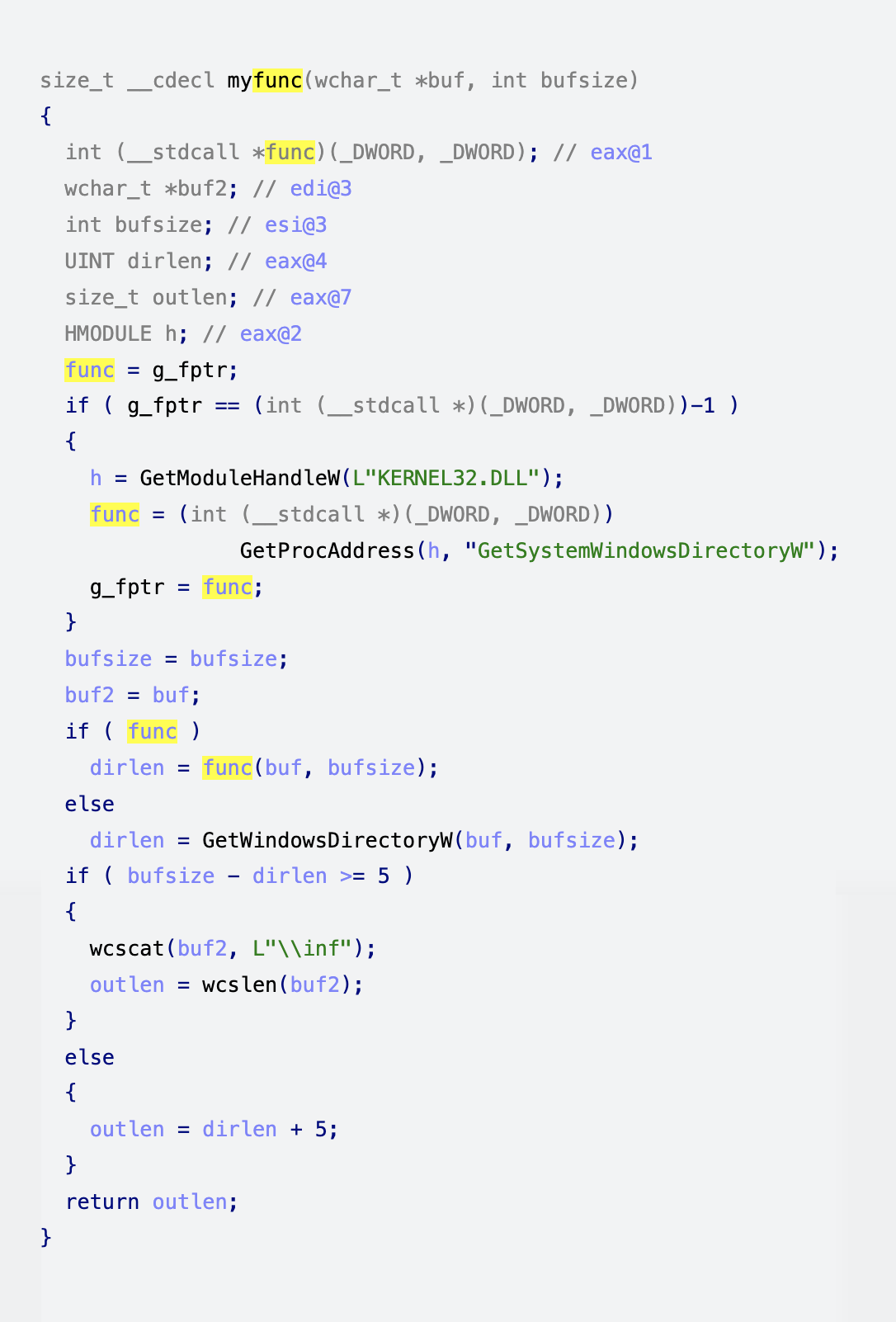 IDA decompiler output