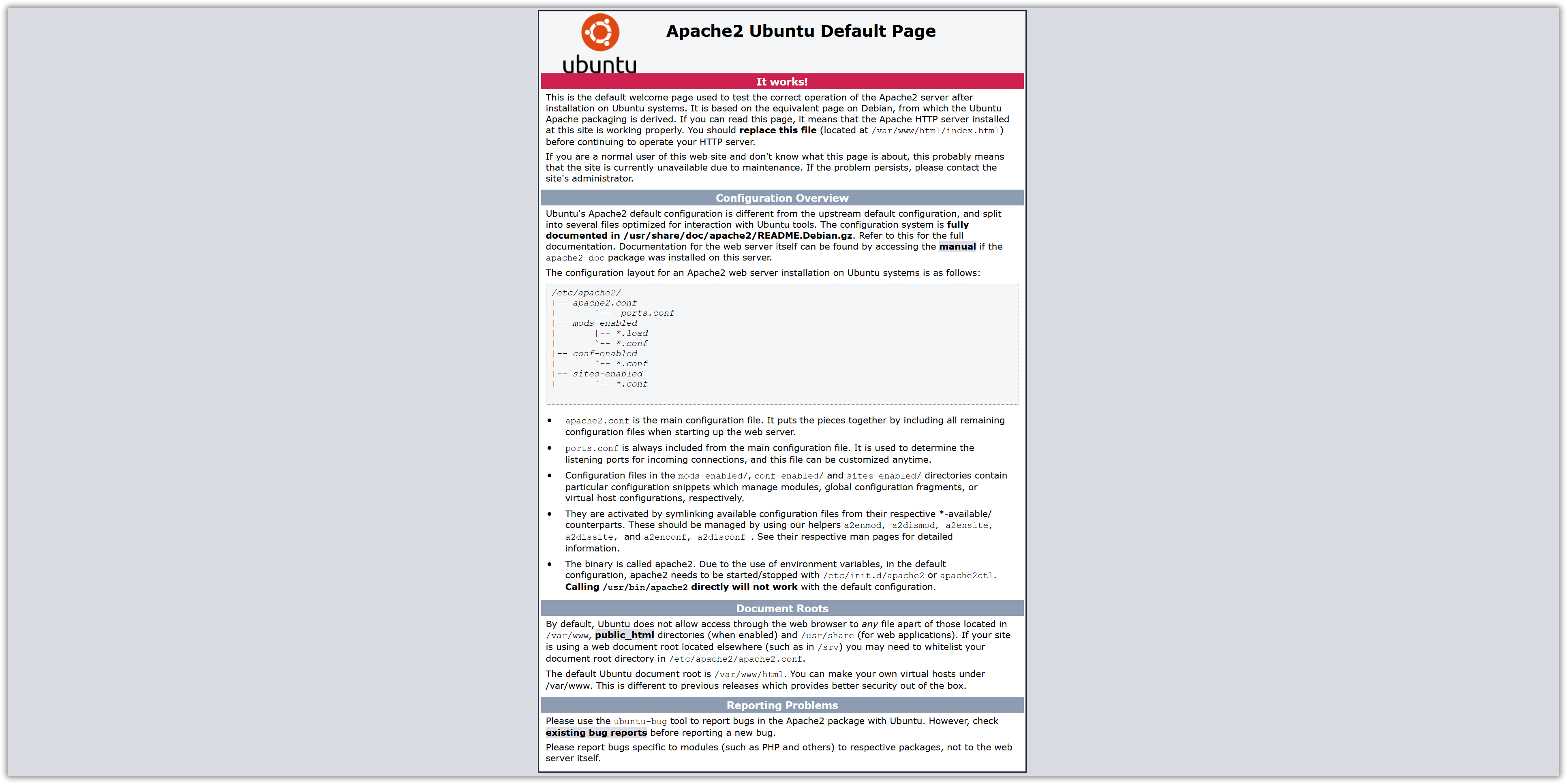 Apache Standard-Webseite