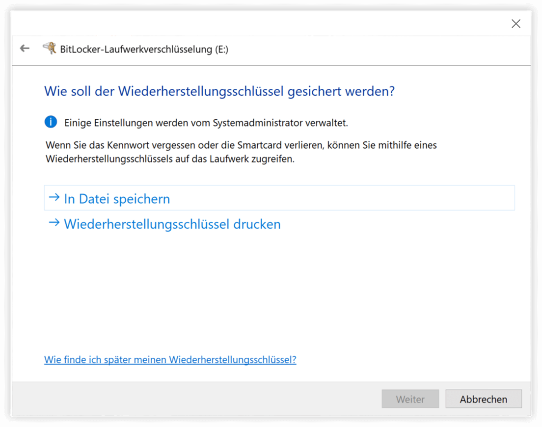 Wiederherstellungsschlüssel