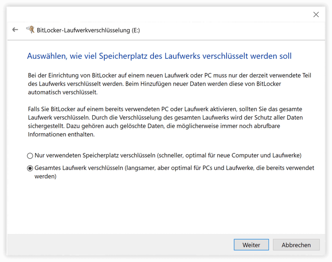 Was soll zu Beginn verschlüsselt werden?