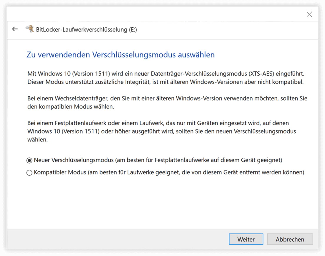 Verschlüsselungsmodus