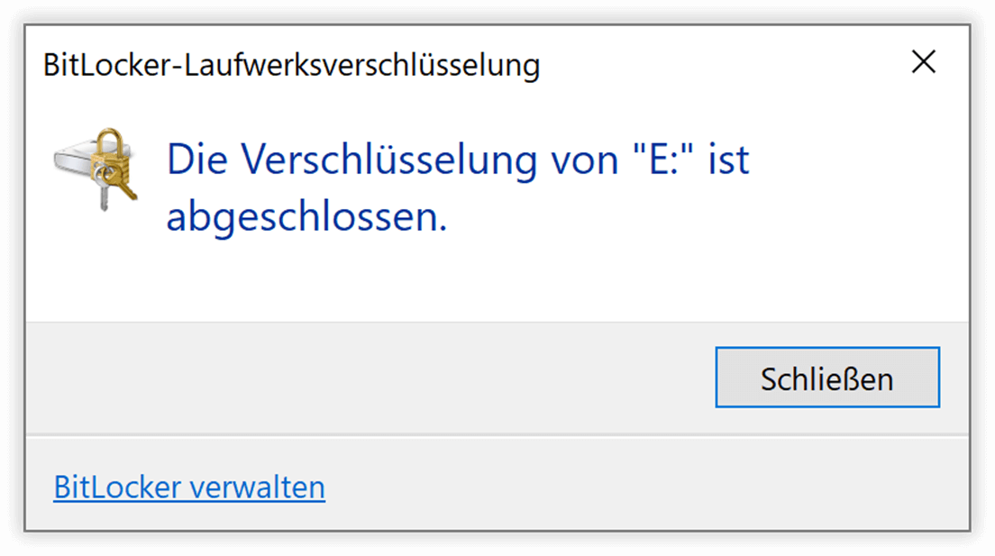 Verschlüsselung abgeschlossen