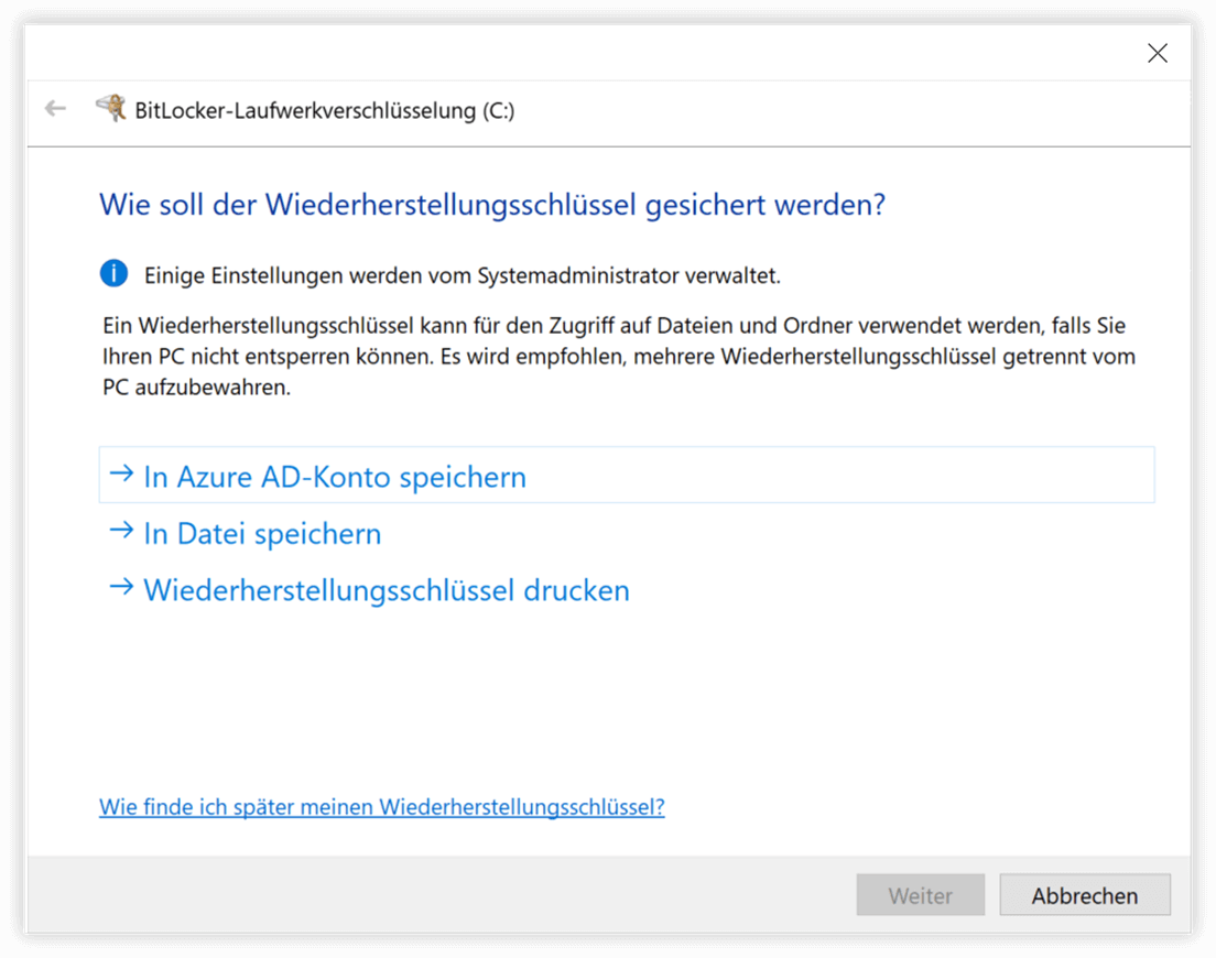 Wiederherstellungsschlüssel