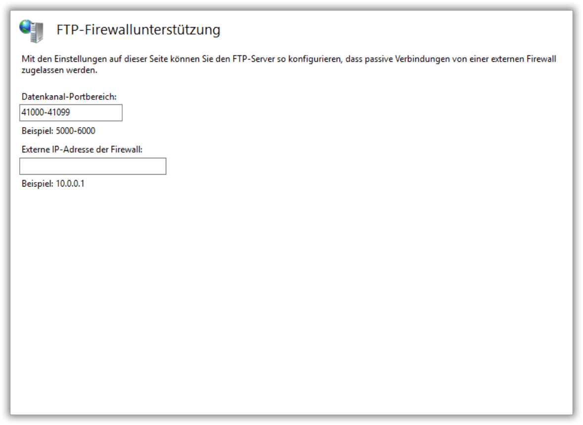Eigener Portbereich für passiven Modus