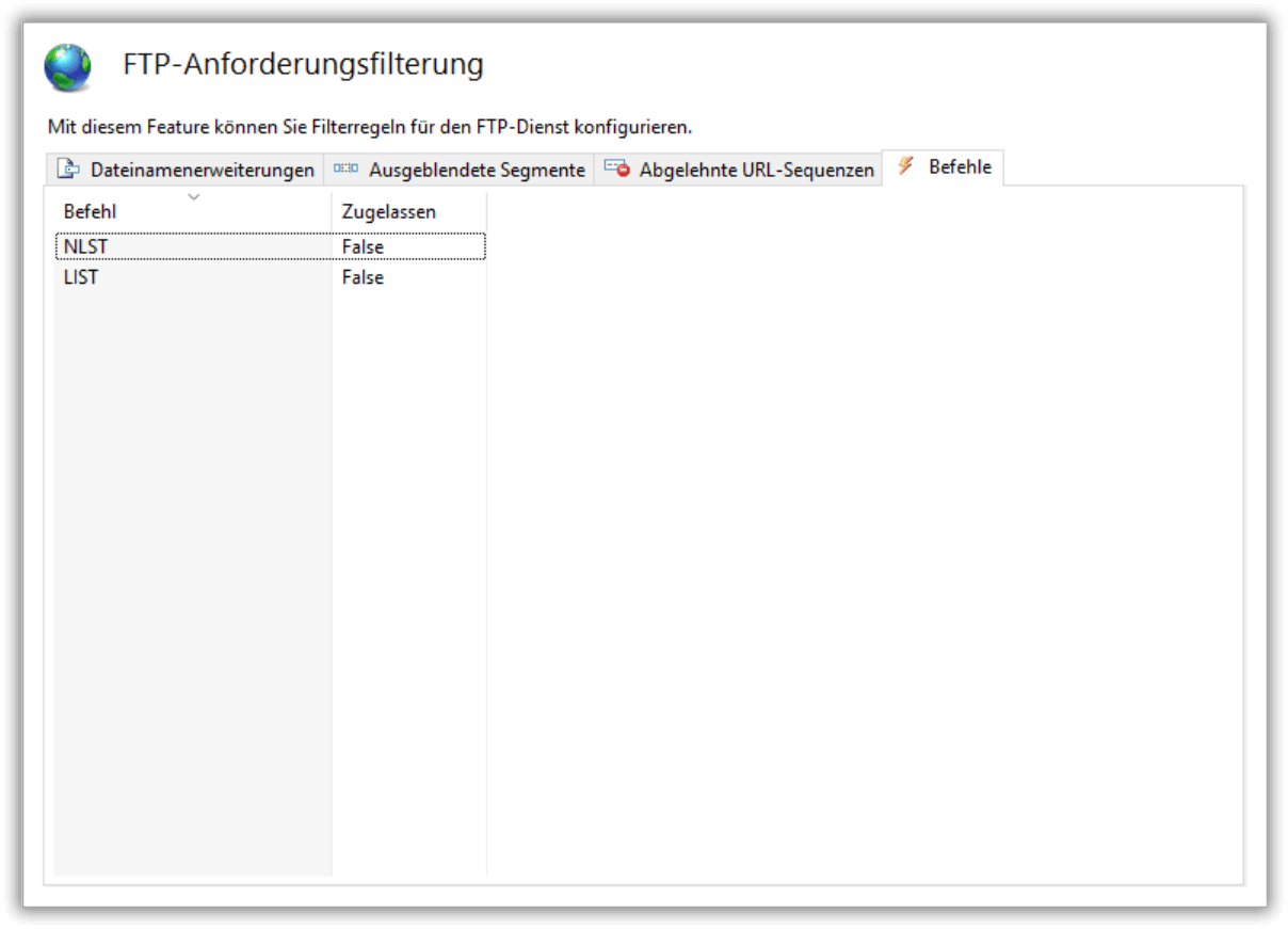 FTP-Anforderungsfilterung