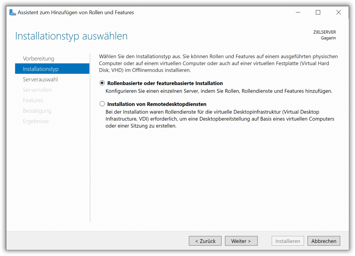 Rollenbasierte Installation