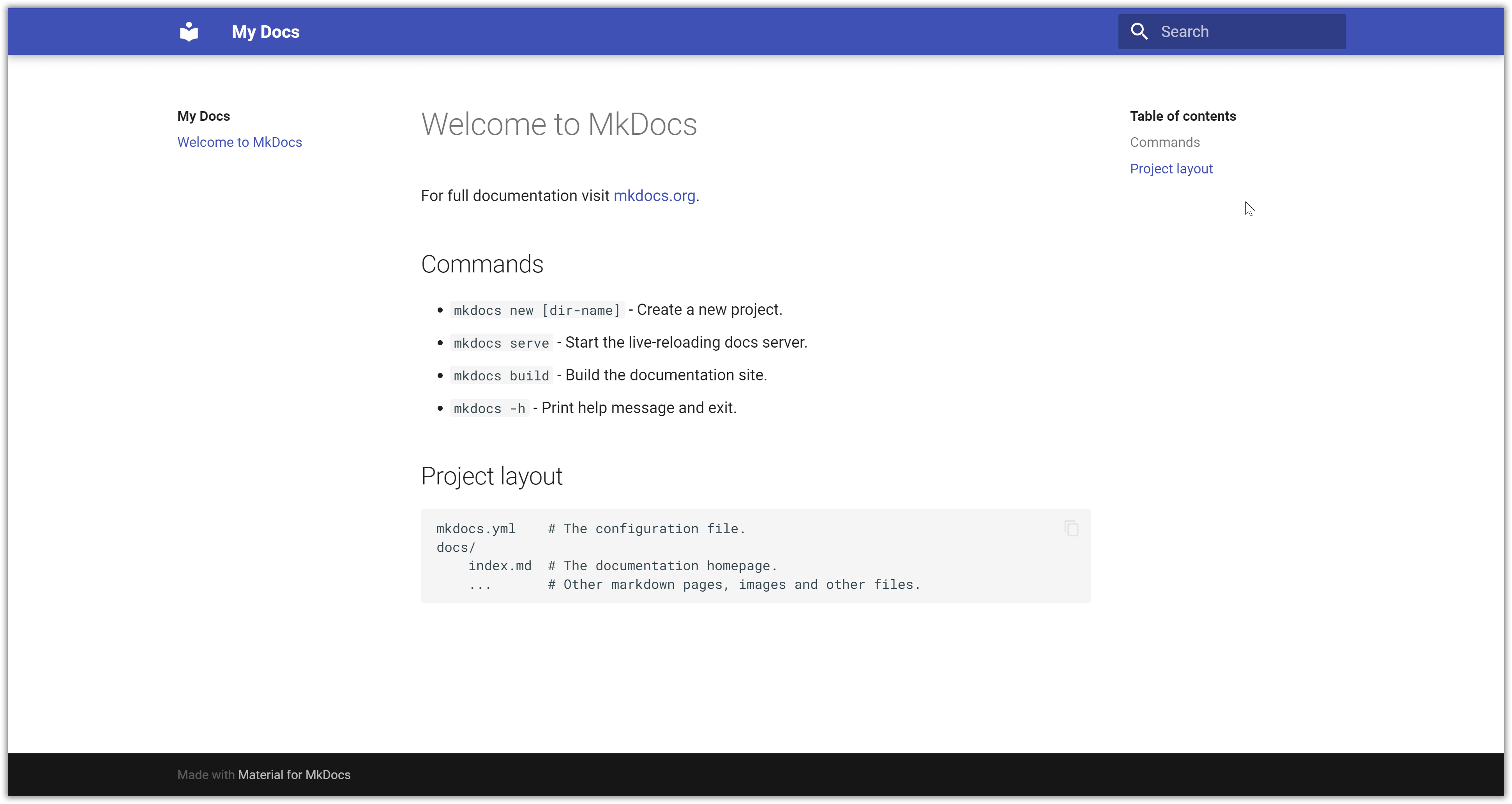 Unser Projekt mit Material for MkDocs