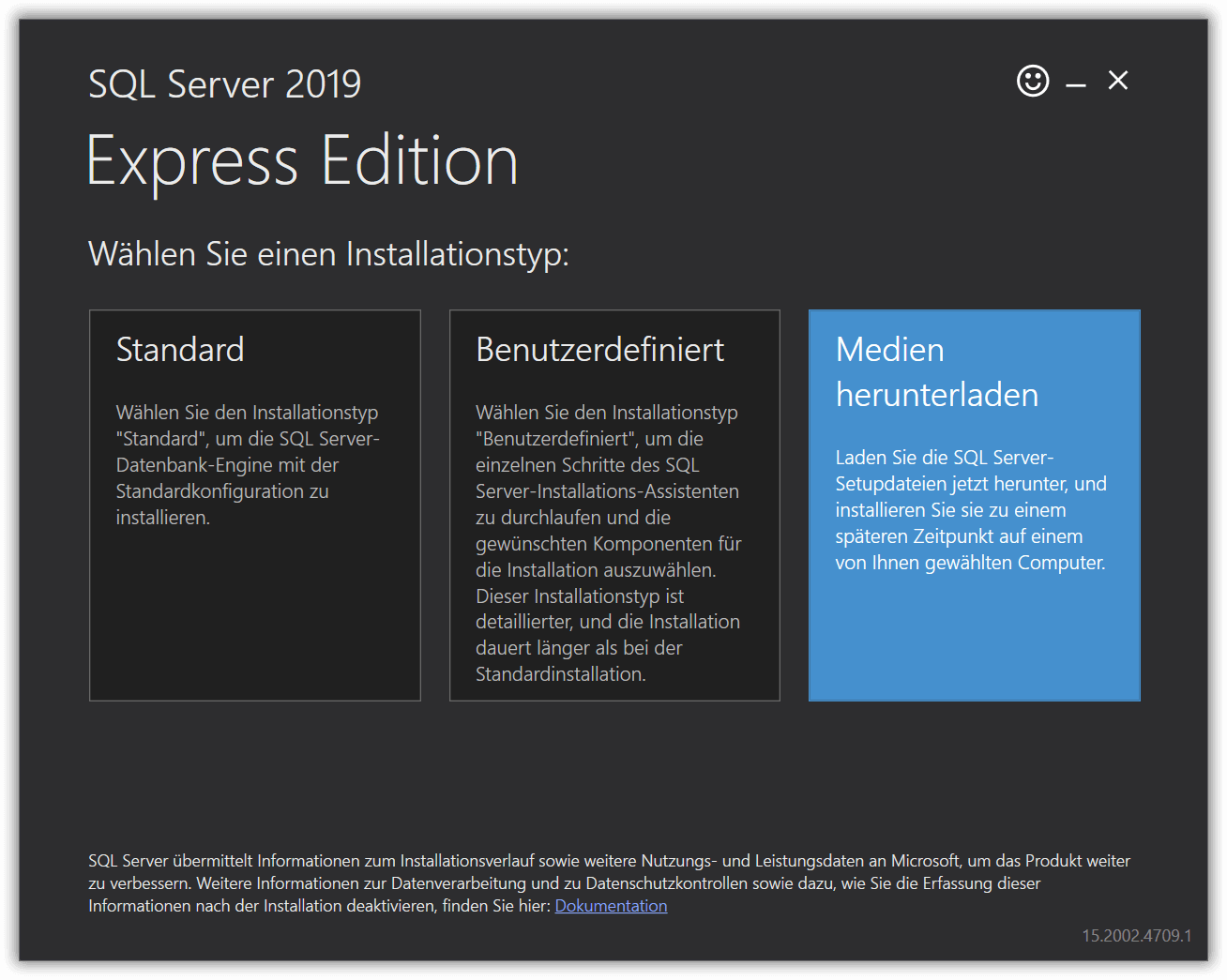 Installationstyp Medien herunterladen