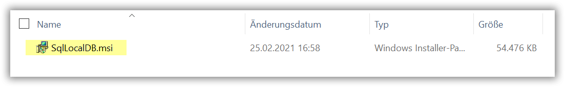 Installationspaket SqlLocalDB.msi