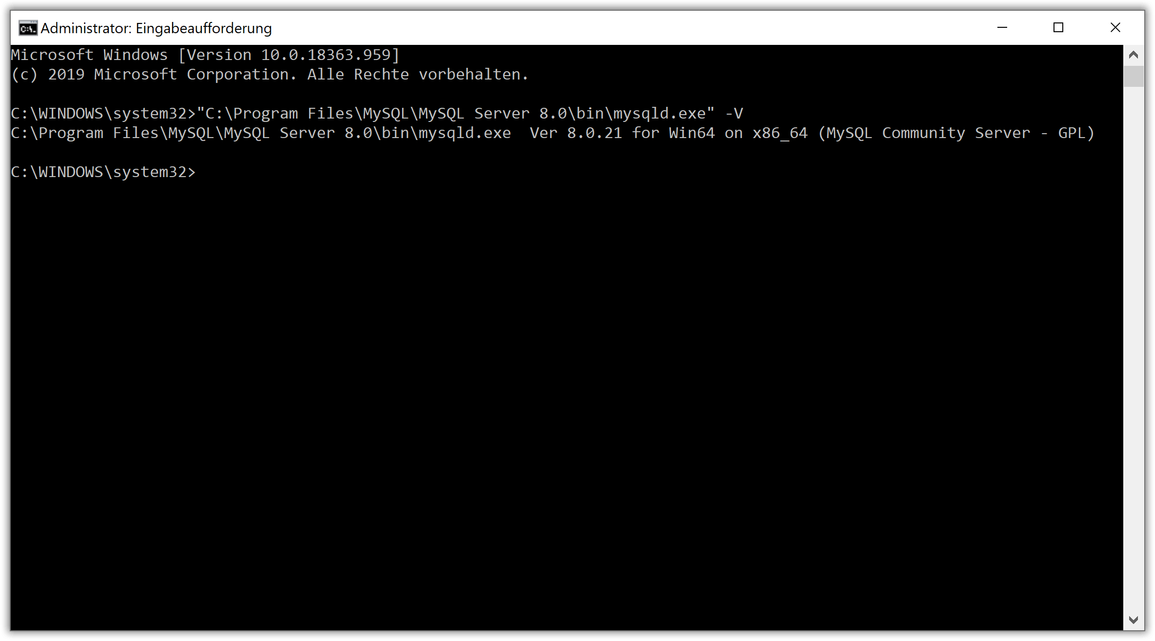 MySQL Versionscheck