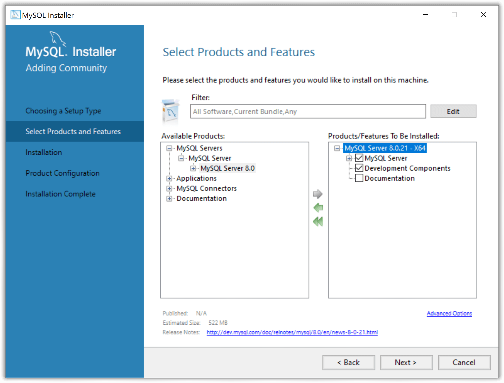 Select Products and Features
