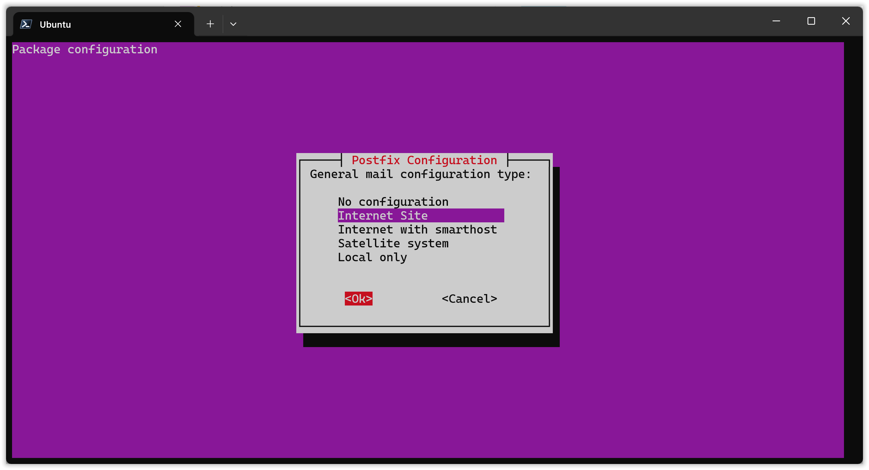 Postfix: Konfigurationstyp