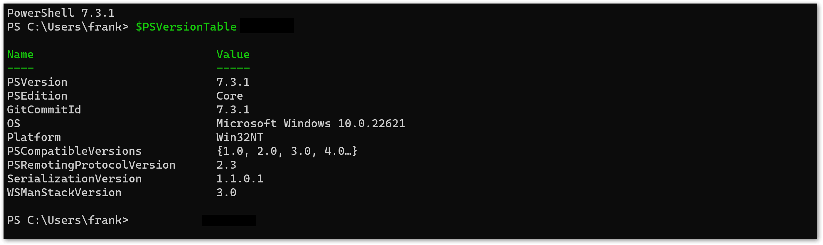 PowerShell 7 testen