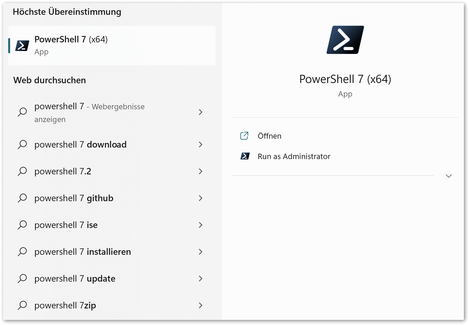 PowerShell 7 starten