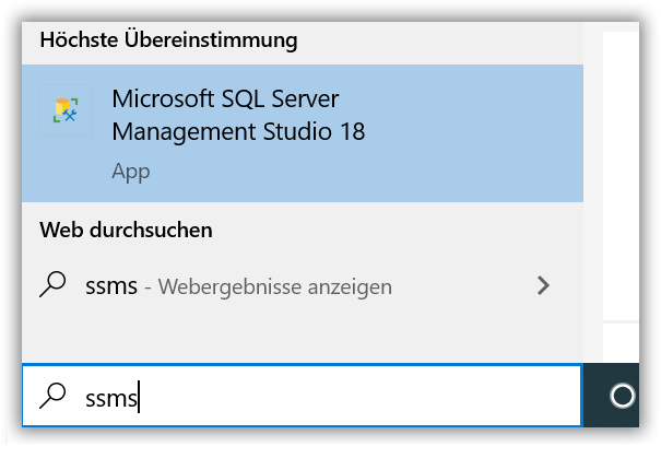 SQL Server Management Studio starten