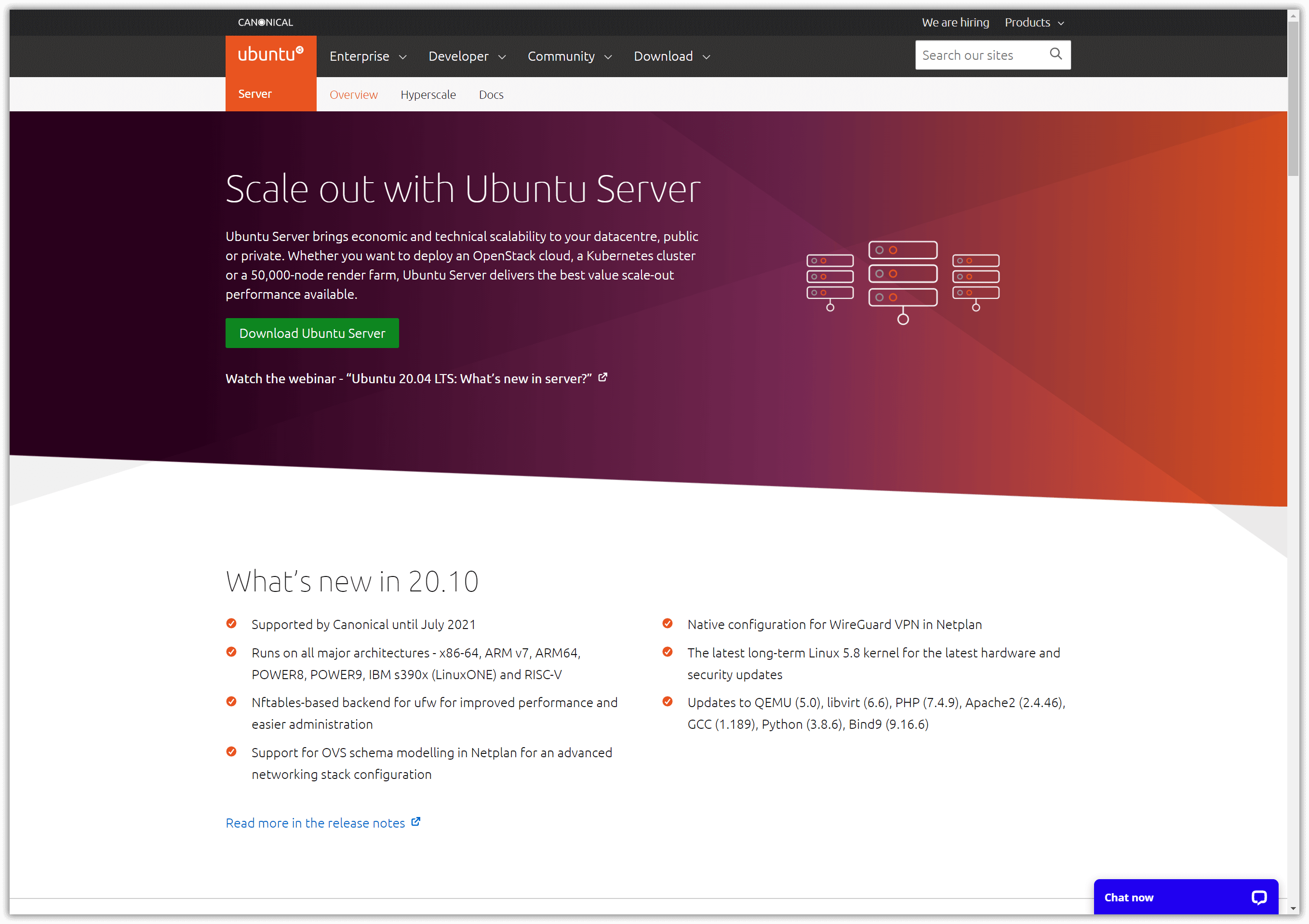 Die Ubuntu Server-Homepage