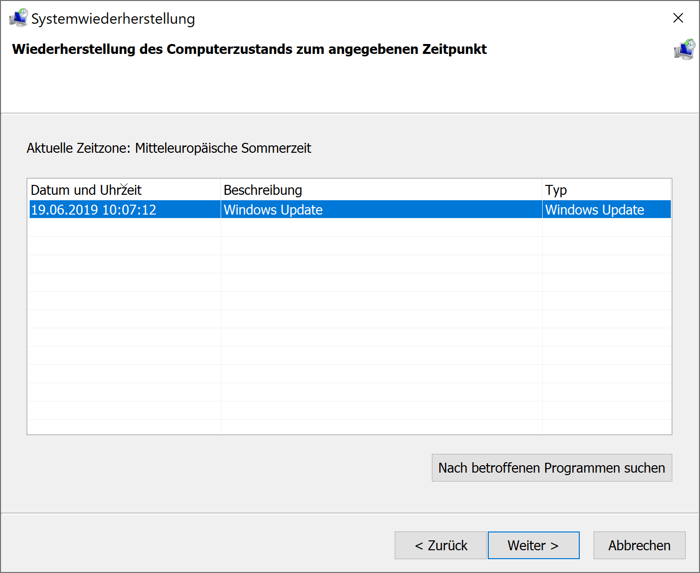 Wiederherstellung des Computerzustandes