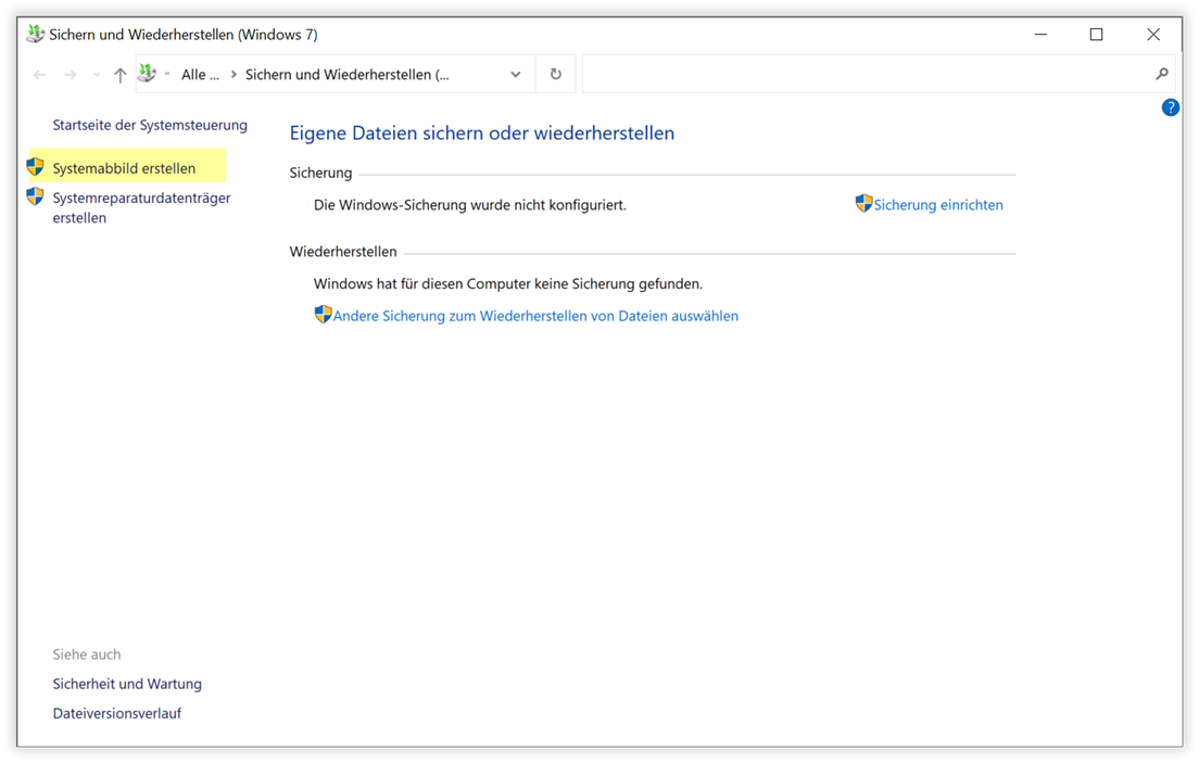 Systemabbild erstellen