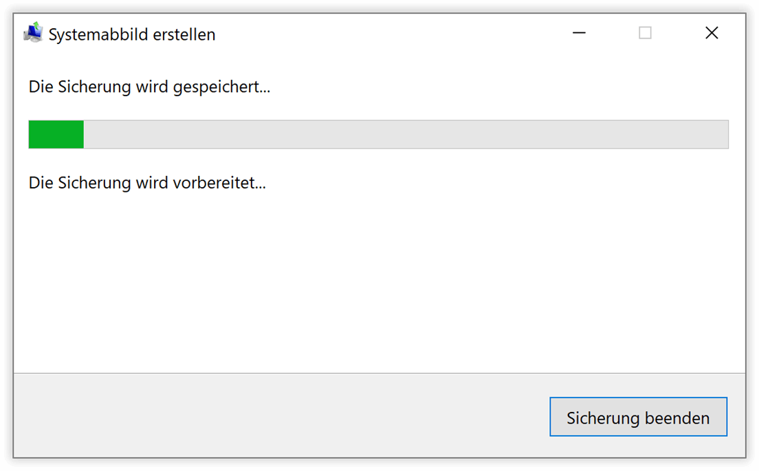 Das Systemabbild wird erstellt