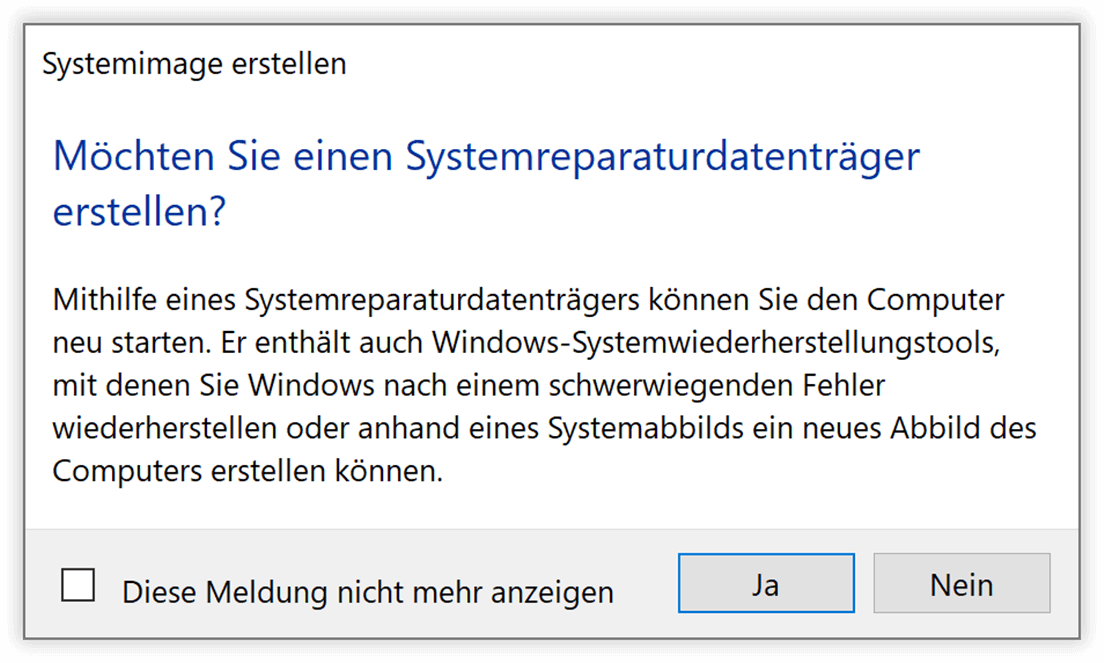 Systemreparaturdatenträger erstellen?