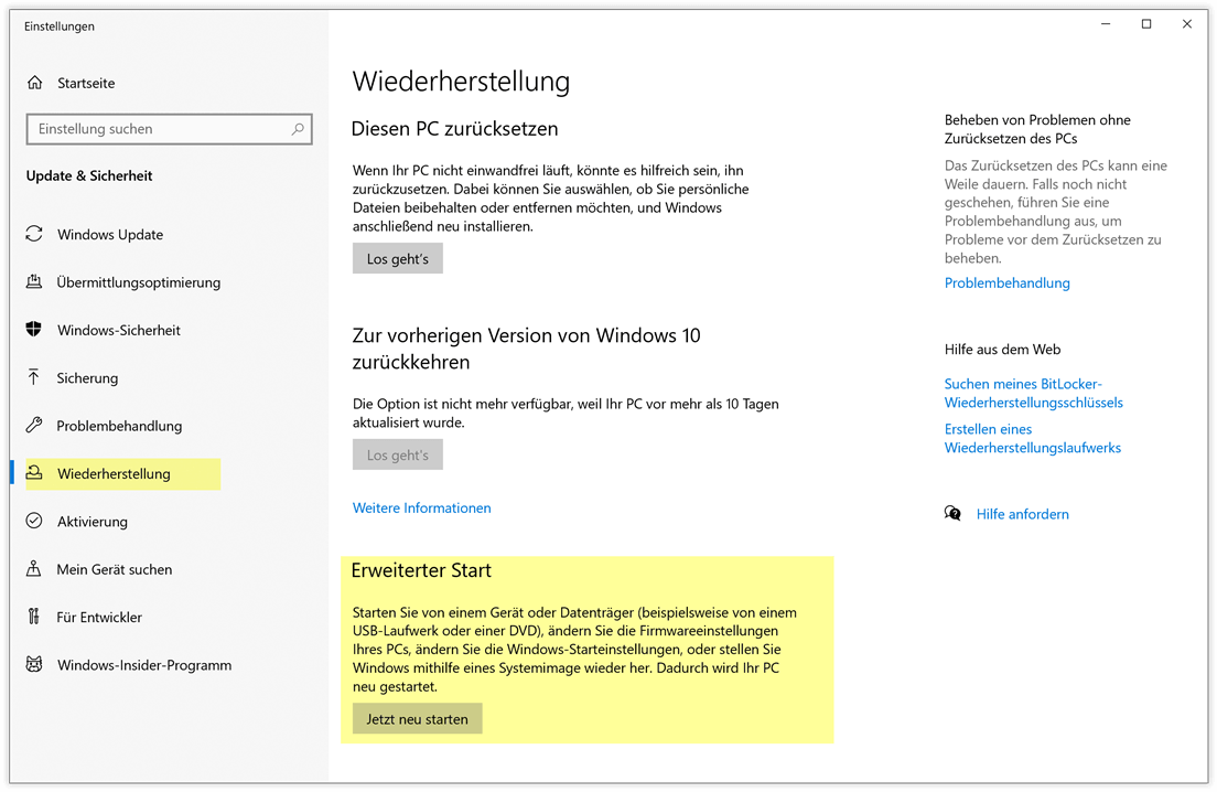 Erweiterter Start