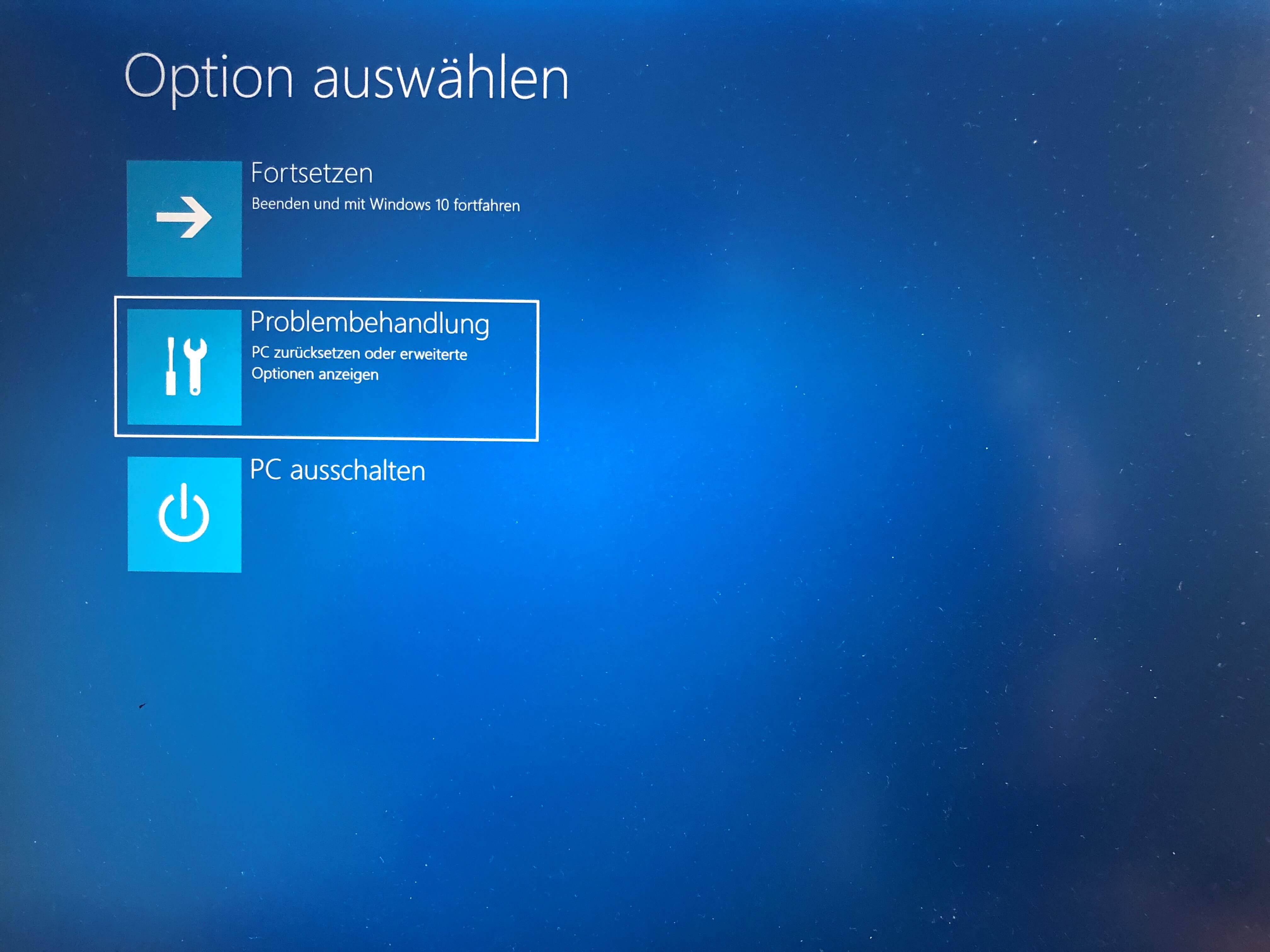 Problembehandlung auswählen