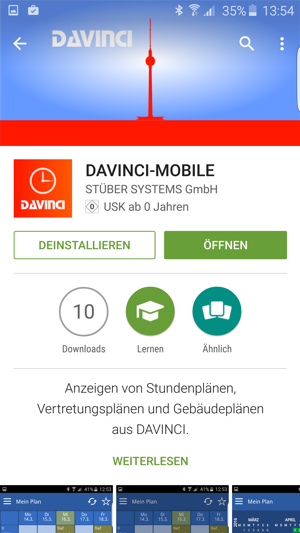 DaVinci-Mobile nach Installation
