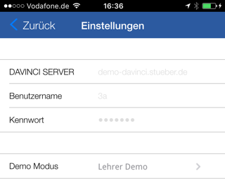 Einstellungen Lehrer Demo