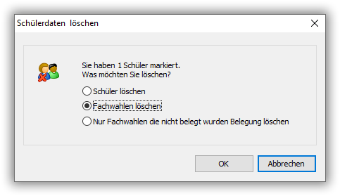 Schülerdaten löschen-Dialog