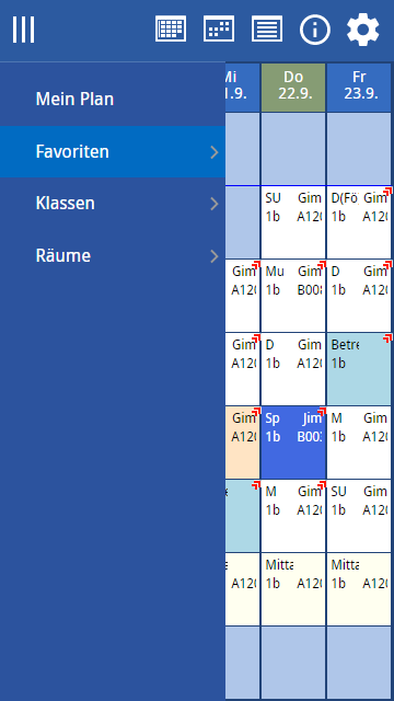 Favoritenmenü