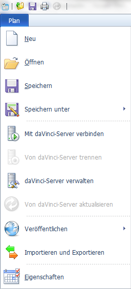 Das Plan-Menü