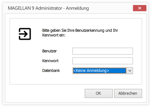 Wählen Sie im Feld Datenbankden Wert Keine Anmeldung.