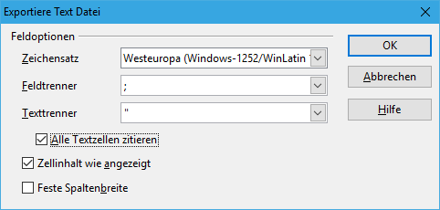 Wählen Sie Feld- und Texttrenner!