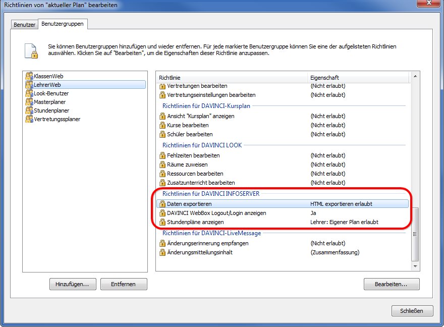 Richtlinien InfoServer