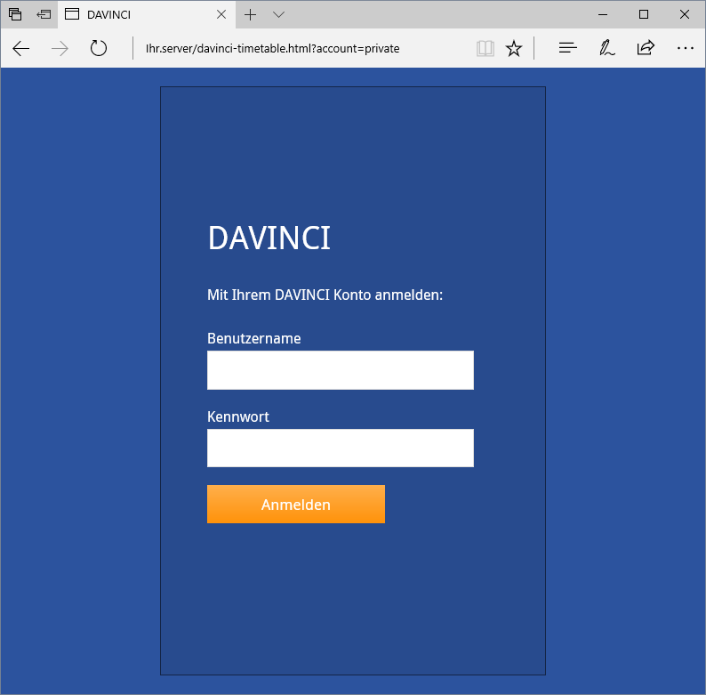 Start der WebBox mit dem Parameter account=private