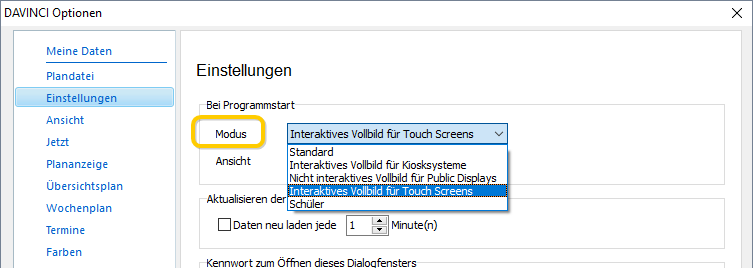 Wählen Sie einen Modus aus!