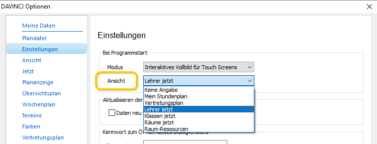 Wählen Sie eine Ansicht aus!