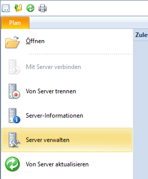 Öffnen Sie den Punkt Plan > Server verwalten!
