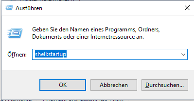 Tippen Sie shell:startup ein und bestätigen mit OK!