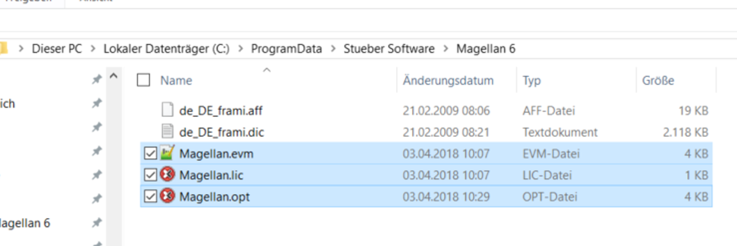 Sichern Sie diese drei Dateien