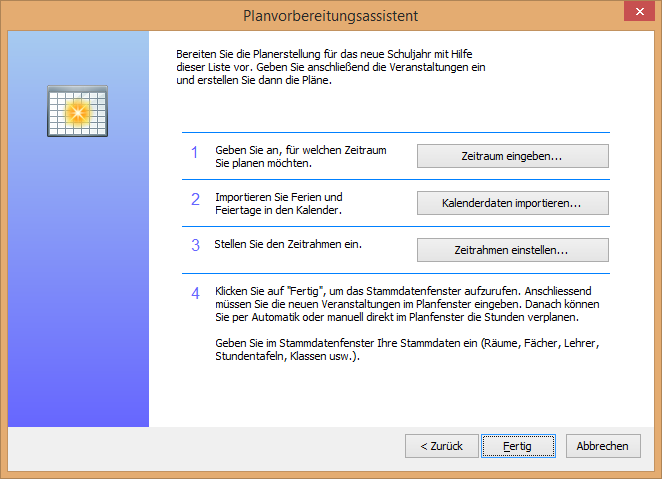 Liste der Schritte, die abzuarbeiten sind