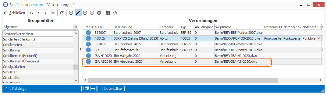 Geben Sie hier die Berechnungsverordnung mit der Kategorie „Versetzung“ ein.